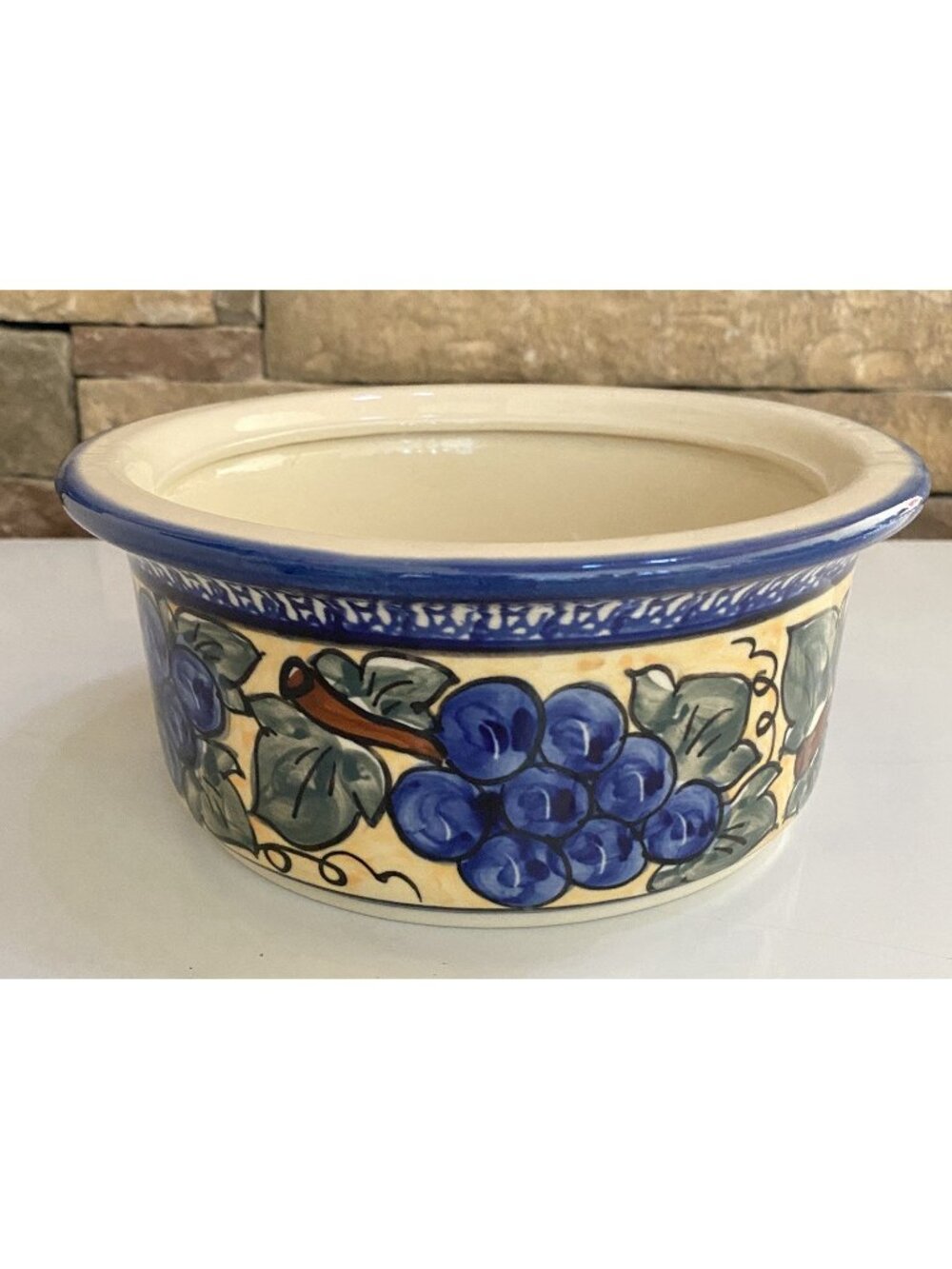 Boleslawiec Blue Rose Polish Pottery Serving Dish With Grapes And Vines (PPB4)